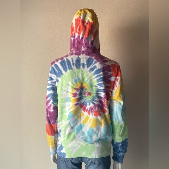 Tie Dye Peloton Hooded Sweatshirt by Spiritual Gangster,Rainbow colors. Size XS. - Picture 7 of 14